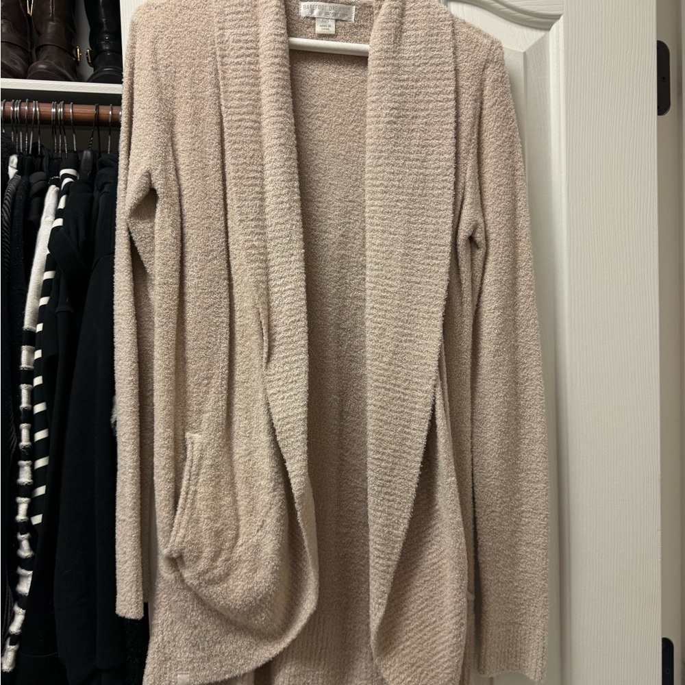 Barefoot Dreams Tan Open-Front Cardigan